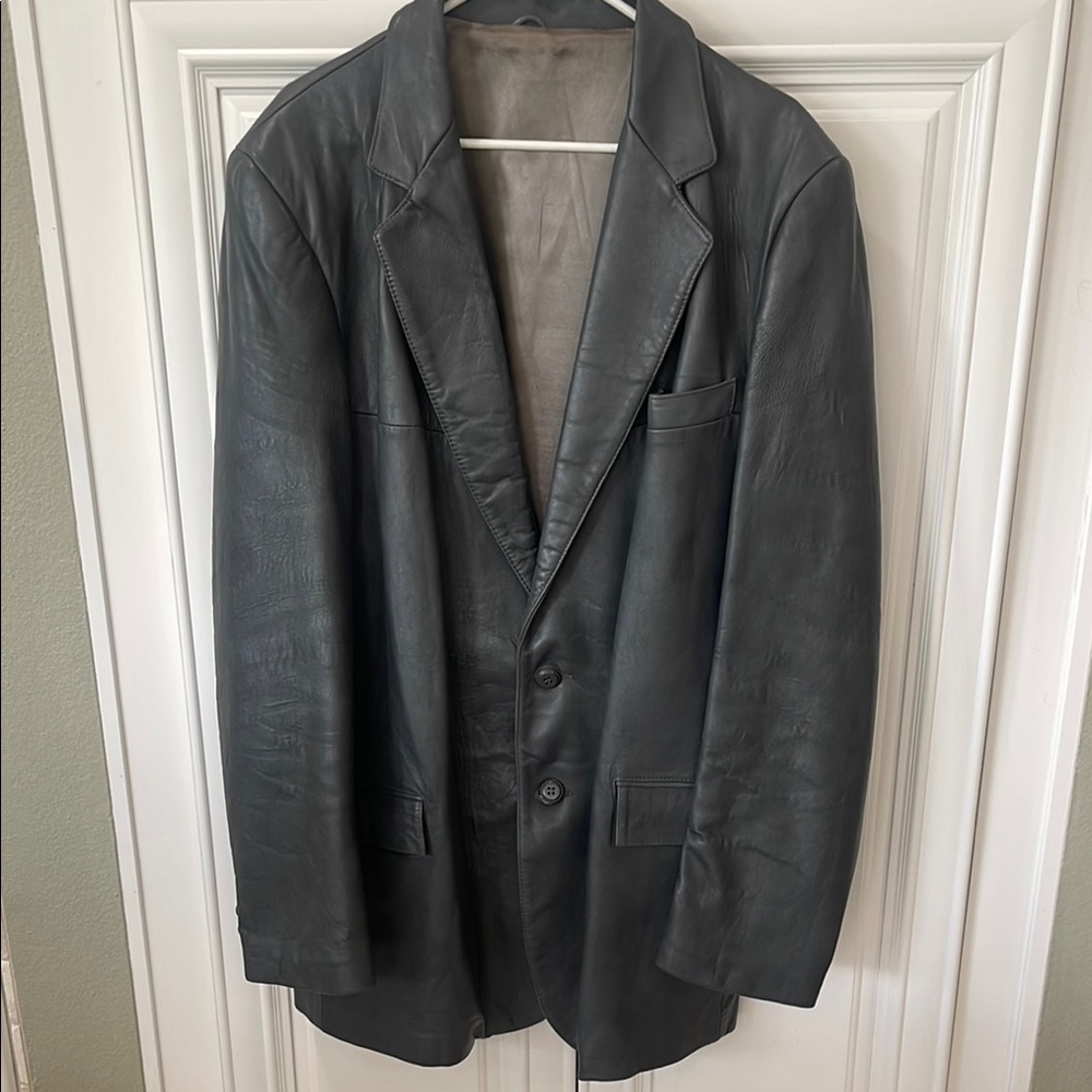 Vintage Grey Clipper Mist Men’s leather Coat size 46 X- long